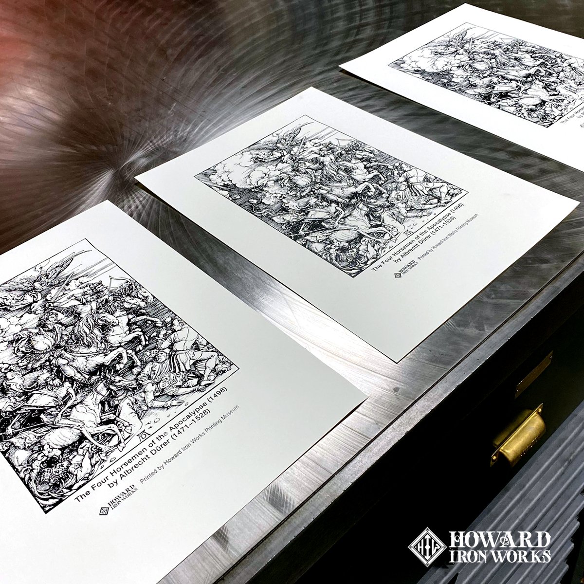 HowardIronWorks's tweet photo. Always a fun day when we can get inky! This group from Oakville Community Living learned to ink up &amp; pull a print on the #Vandercook #4 #proofpress. Aside from the #dürer work, they also got to pick &amp; print their choice of cuts from our collection. https://t.co/QmgD1O9Z7A