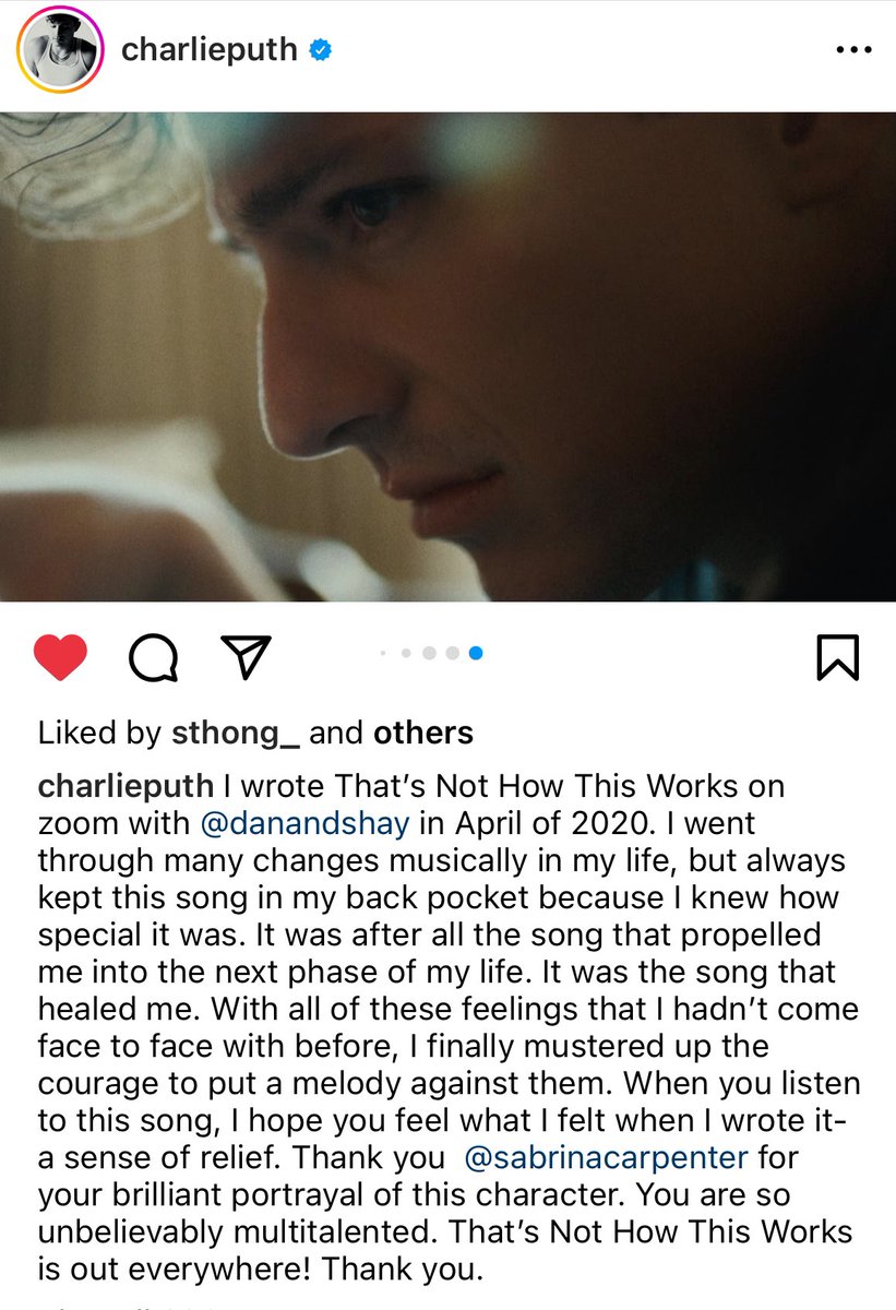 8787cp's tweet photo. Charlie’s Instagram 3.31
I wrote #TNHTW on zoom w/ @danandshay in April 2020. I went through many changes musically in my life, but always kept this song in my back pocket bc I knew how special it was. It was after all the song that propelled me into the next phase of my life.+ https://t.co/eHiBNrHQsj