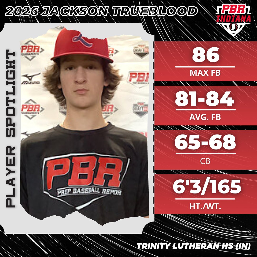𝗣𝗹𝗮𝘆𝗲𝗿 𝗦𝗽𝗼𝘁𝗹𝗶𝗴𝗵𝘁

2026 RHP/3B Jackson Trueblood has an uber-projectable, 6-foot-3, 165 pound frame.

Whippy arm with a FB ⬆️ to 86 mph. Developing CB. CH sits 74-78 mph. ‘26 arm that keeps trending ⬆️. 

👤PROFILE loom.ly/Ur7HkG4
