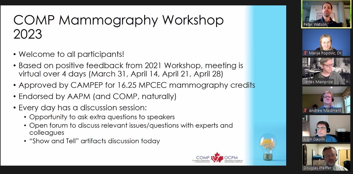 MarijaMedPhys's tweet photo. Happy Start of the COMP Mammography Workshop 2023, Everyone! Great educational content and a welcome opportunity to connect with the community of mammography experts. Happening over the next 4 weeks! @MedphysCA #COMPMAMMO https://t.co/YwEMIWxhoj https://t.co/vPUBq8t0yo