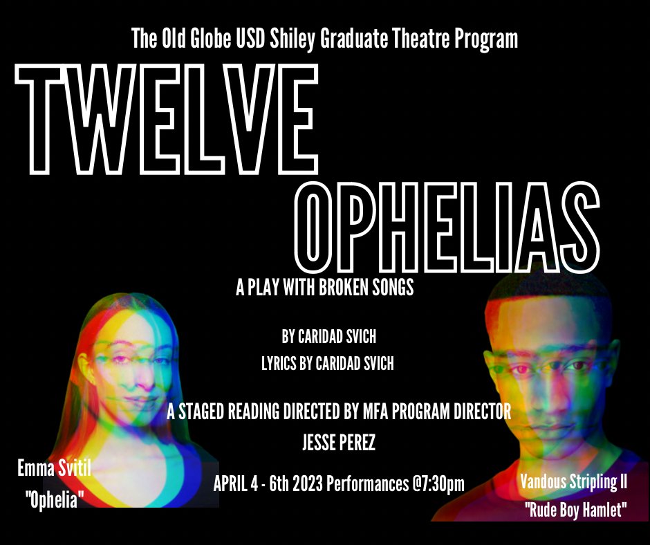 Old Globe / USD MFA (@globeusdmfa) on Twitter photo PERFORMANCES START TUESDAY! Get your tickets for this exciting staged reading by Caridad Svich <a href="/Csvich/">Caridad Svich</a>, directed by <a href="/GlobeUSDMFA/">Old Globe / USD MFA</a> <a href="/TheOldGlobe/">The Old Globe</a> . Program Director, Jesse Perez! eventbrite.com/e/12-ophelias-… PERFORMANCES START TUESDAY! Get your tickets for this exciting staged reading by Caridad Svich <a href="/Csvich/">Caridad Svich</a>, directed by <a href="/GlobeUSDMFA/">Old Globe / USD MFA</a> <a href="/TheOldGlobe/">The Old Globe</a> . Program Director, Jesse Perez! eventbrite.com/e/12-ophelias-…