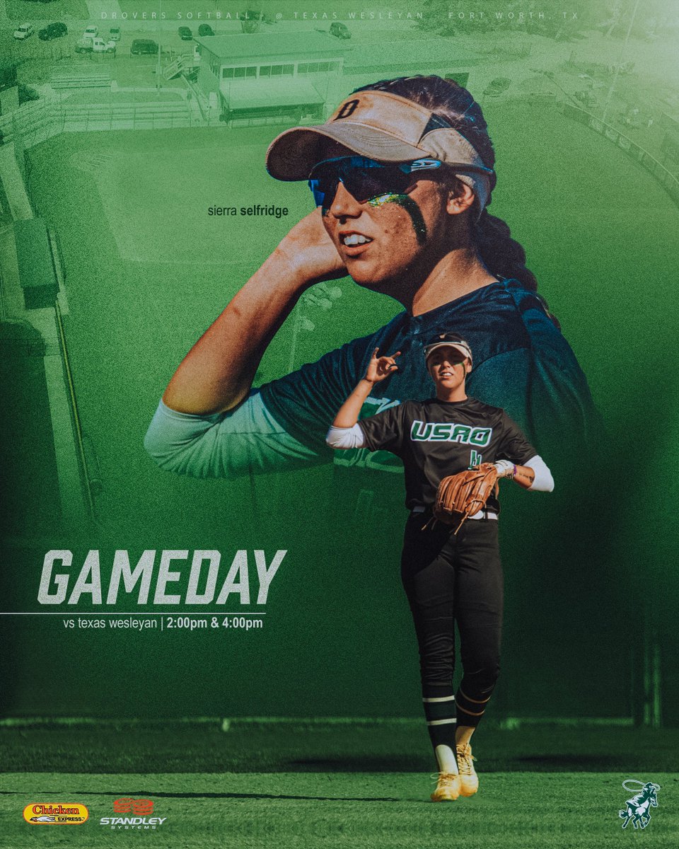 🥎𝐆𝐀𝐌𝐄𝐃𝐀𝐘🥎
#9 USAO aims to extend their 5-game win-streak as they open a 4-game series at Texas Wesleyan!
 
⏰: 2:00 &amp; 4:00 PM
📍: Fort Worth, TX
🏟️: Sycamore Park
📊/📺: bit.ly/3M5W1Aw

#DroverNation🐎 x #BleedGreen