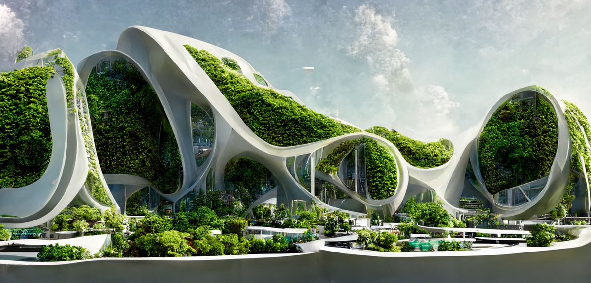 "AI x Future Cities" project by <a href="/ManasbhatiaD/">MANAS BHATIA</a> utilizes @midjourney_ai to envision how sustainable architecture in the utopian future may look like ♻🌳 
 
Check it out 👇
 
🔗 - bit.ly/3nDoymO
 
#architecture #design #artificialintelligence #art #midjourney