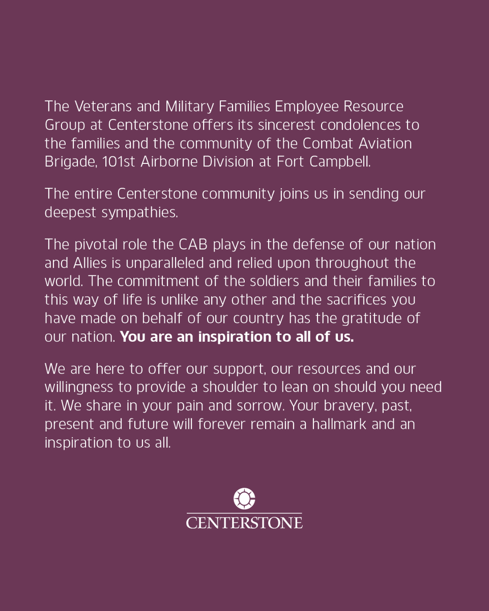 Centerstone's tweet photo. Centerstone's Military Services stands ready to support our Fort Campbell neighbors and their family members. If you or someone you know is in need, call us at (866) 726-4560.
#Centerstone #mentalhealth #mentalhealthmatters #mentalhealthawareness #mentalwellness https://t.co/iw5Vc3IFtz