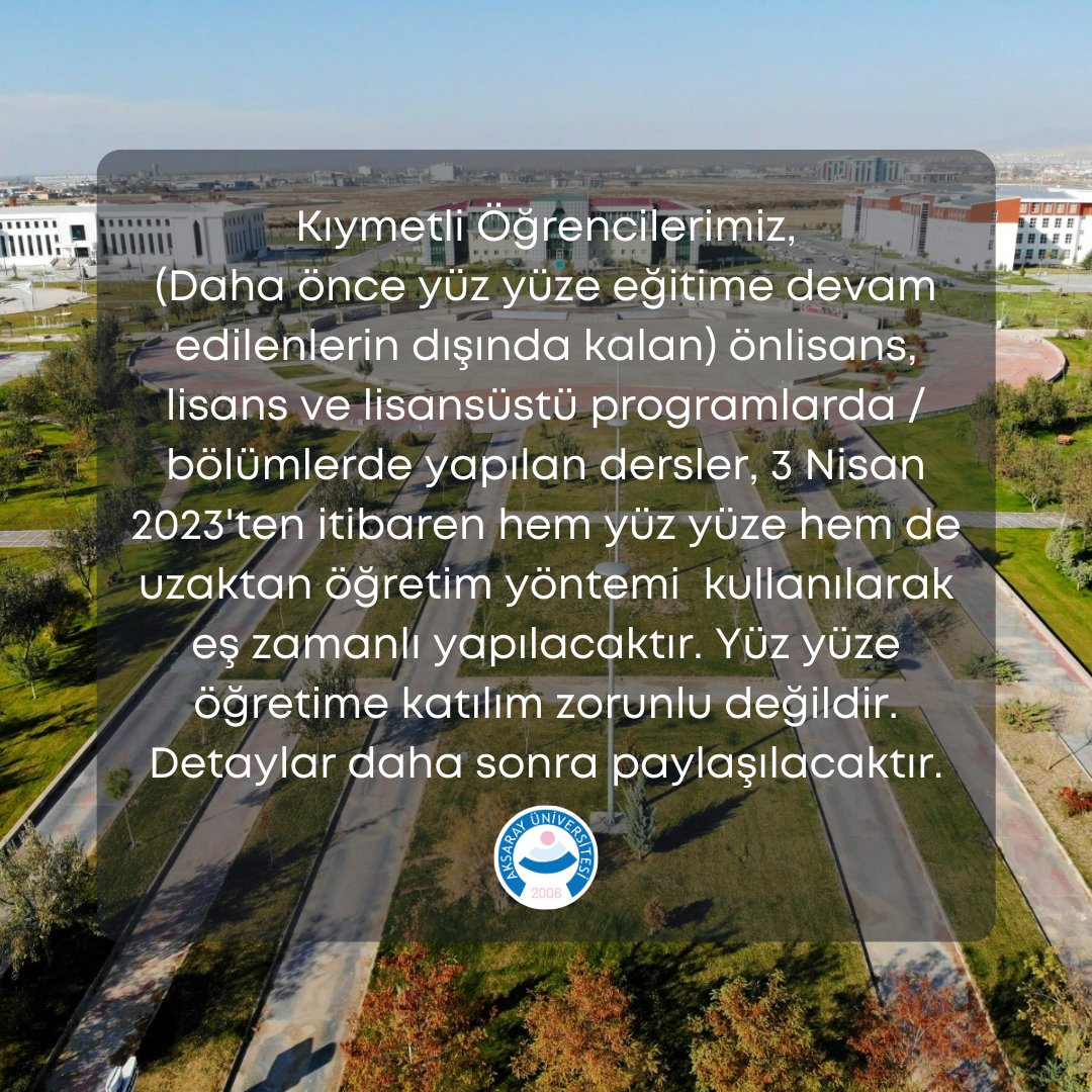 aksarayedutr's tweet image. 📢Kıymetli Öğrencilerimizin Dikkatine❗ @ProfYusufSahin 

#AksarayÜniversitesi #Aksaray #Asülügözünden #ASÜ #ASÜlü