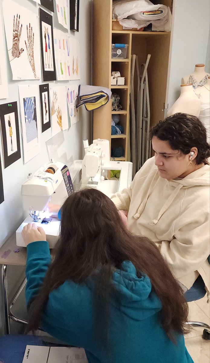 In Fashion Design class, students are learning to sew on the machine, hand sew buttons, hem, and  iron, by making quilts! They are enjoying learning these helpful skills immensely! 
#MMHS #WeAreMashpee <a href="/PDeBoerMPS/">Patty DeBoer</a> <a href="/MashpeeSchools/">MashpeePublicSchools</a>