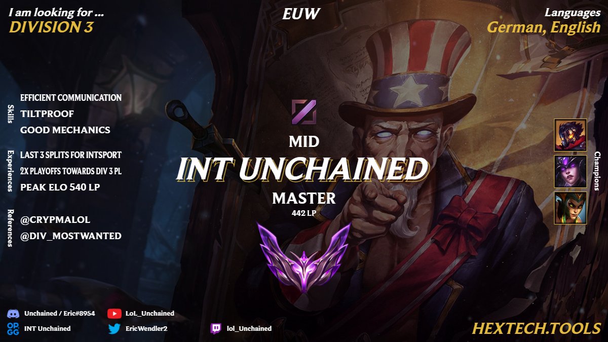 while still in talks with 
<a href="/intSport1/">intSport</a>

about next split, I am looking for offers/tryouts for PL3+.
Feel free to DM me on Twitter or Discord.
🔁 greatly appreciated!
<a href="/lft_prime/">Prime League LFT</a>

<a href="/LoL_LFT/">LoL Looking For Team 🇮🇹 🇪🇺</a>