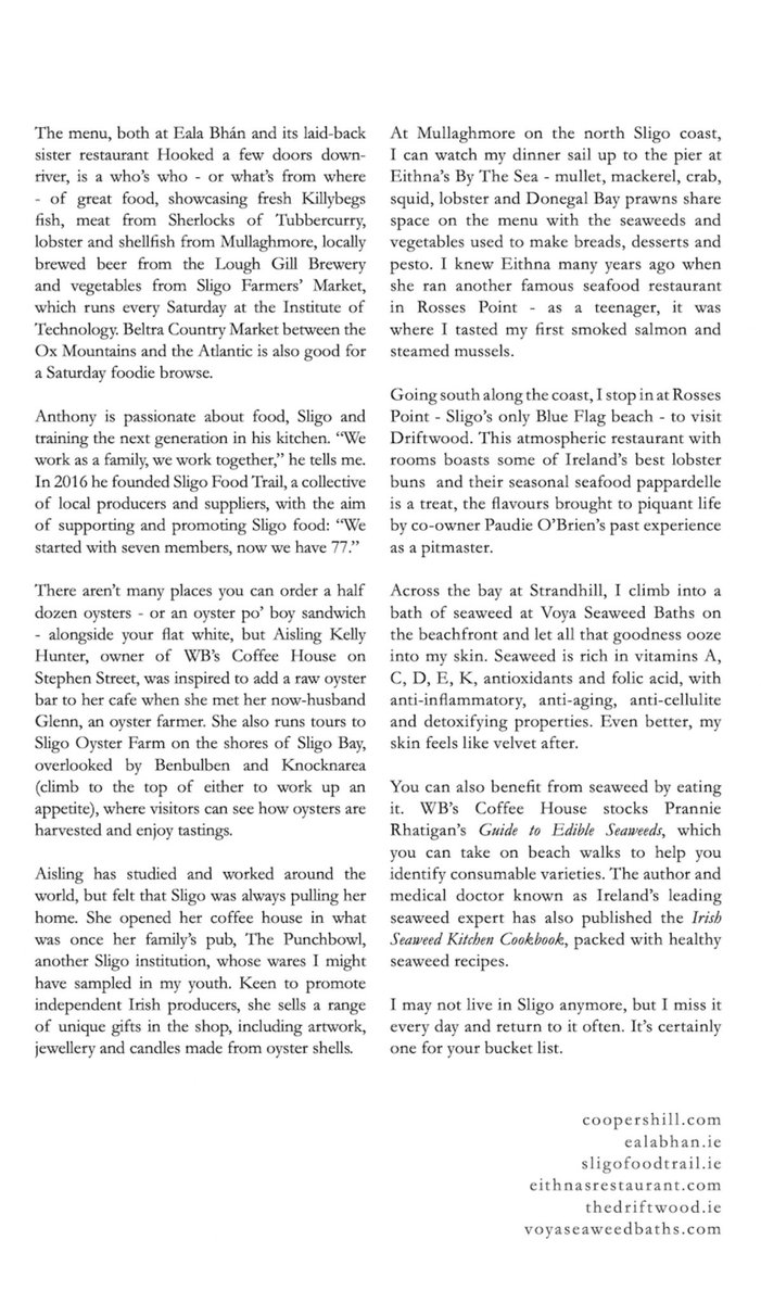 Thank you <a href="/bernibee/">Bernadette Fallon</a> for a amazing article all about sligo and it’s amazing food scene . Lodestars Anthology A celebration of all that is enchanting, delicious and wild about the Island of Ireland - made by those who are already under its spell. <a href="/Sligo/">Live | Invest | Visit</a> 
lodestarsanthology.co.uk