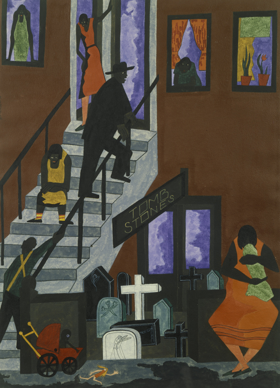 Tombstones, 1942 #jacoblawrence #socialrealism wikiart.org/en/jacob-lawre…