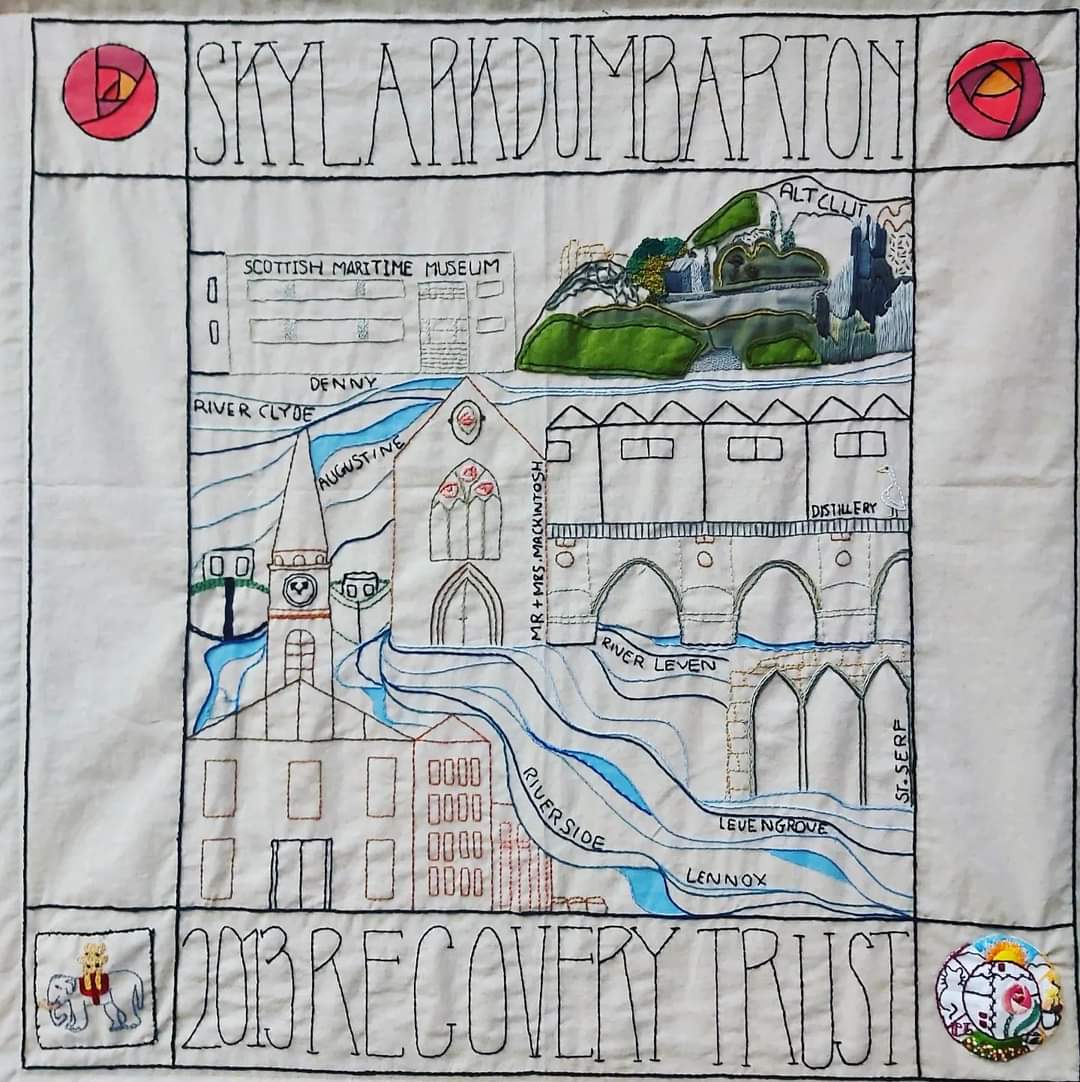 One of our stitchers on the new Skylark Tapestry wrote 'During Covid, I felt very isolated. Working on the Tapestry and meeting new people has helped my mental health. I've also enjoyed watching others growing in confidence with their stitching and seeing the Tapestry progress'