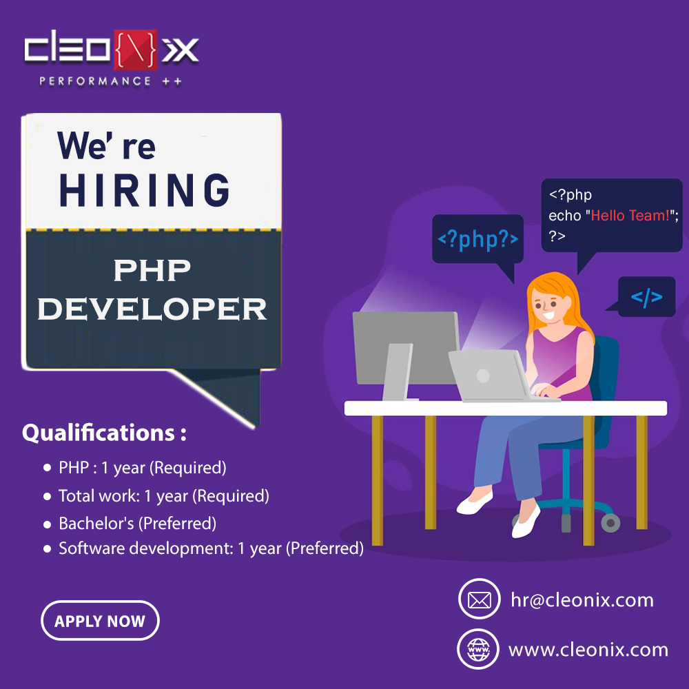 📣📣 𝗝𝗢𝗜𝗡 𝗢𝗨𝗥 𝗧𝗘𝗔𝗠!!
Interested candidates can send their CV to ▶️ 𝗵𝗿@𝗰𝗹𝗲𝗼𝗻𝗶𝘅.𝗰𝗼𝗺
Or, Directly apply online at 👉 bit.ly/42XzADC

#JobVacancy #vacancy #jobsearch #Jobs #JobAlert #php #phpjobs #KolkataJobs #hiringalert #hiring  #HIRINGNOW