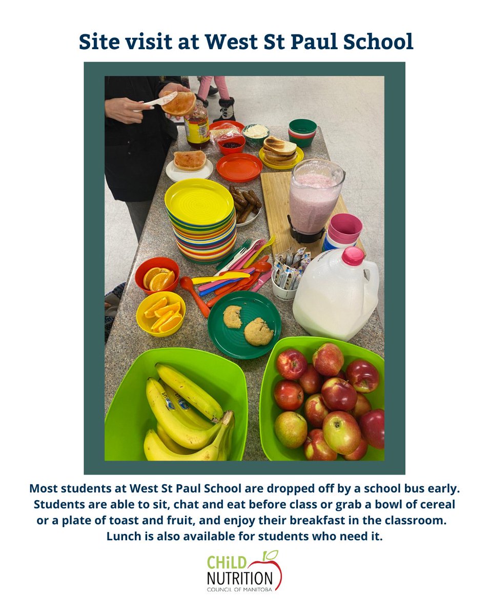 Most students <a href="/WestStPaulScho1/">West St. Paul School</a> are dropped off by a school bus early. Tnx to their breakfast program &amp; dedicated space, students are able to sit, chat and eat before class or eat in the classroom!

#schoolmeals #schoolmealprogram #childnutritioncouncilofmanitoba #manitobaschool
