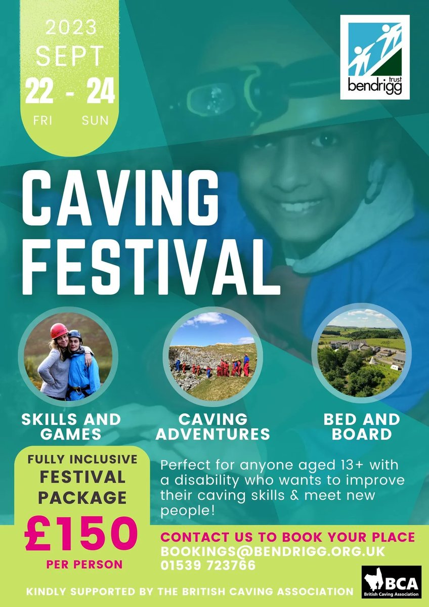 Following on from our popular Climbing Festival, we're excited to announce a brand-new Caving Festival! 
🔦 Open to anyone aged 13 years+ with a disability, even if you have never caved before
🔦 Funding from <a href="/BritishCaving/">British Caving Association</a> to subsidise the cost
#caving #YorkshireDales #Cave