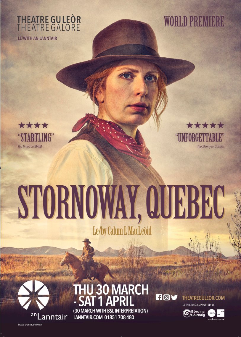 gaidhligtheatre's tweet image. After last night's preview and ahead of tonight's official opening of #StornowayQuebec at @anlanntair, let's take a moment to appreciate @WinramPhoto's fantastic poster image of @BettyWrote as Màiri NicNèill - last of the #Gaelic pirate queens!
#Buaidhnobas!
