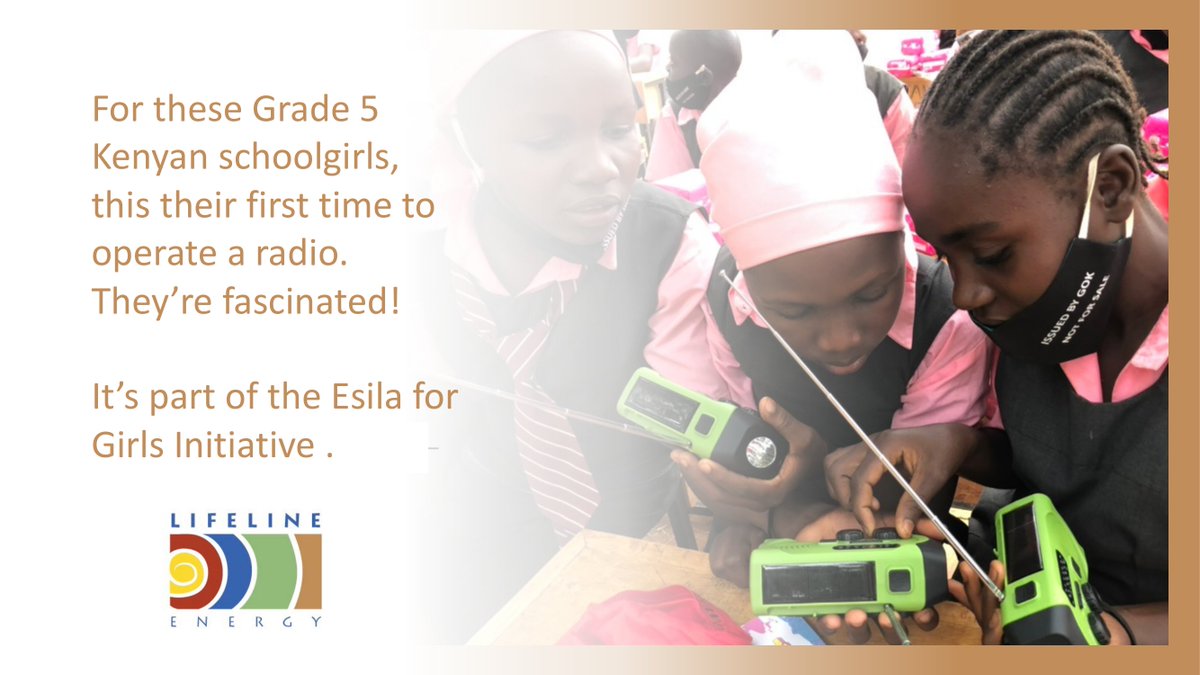Our #solar Fenix radio-lights really do enable rural Kenyan #schoolgirls feel connected to a wider world, help with their English skills &amp; allow studying at night with the LED light. Every donation matters and makes a difference. Donate here bit.ly/3TOcvza #Kenya #Africa