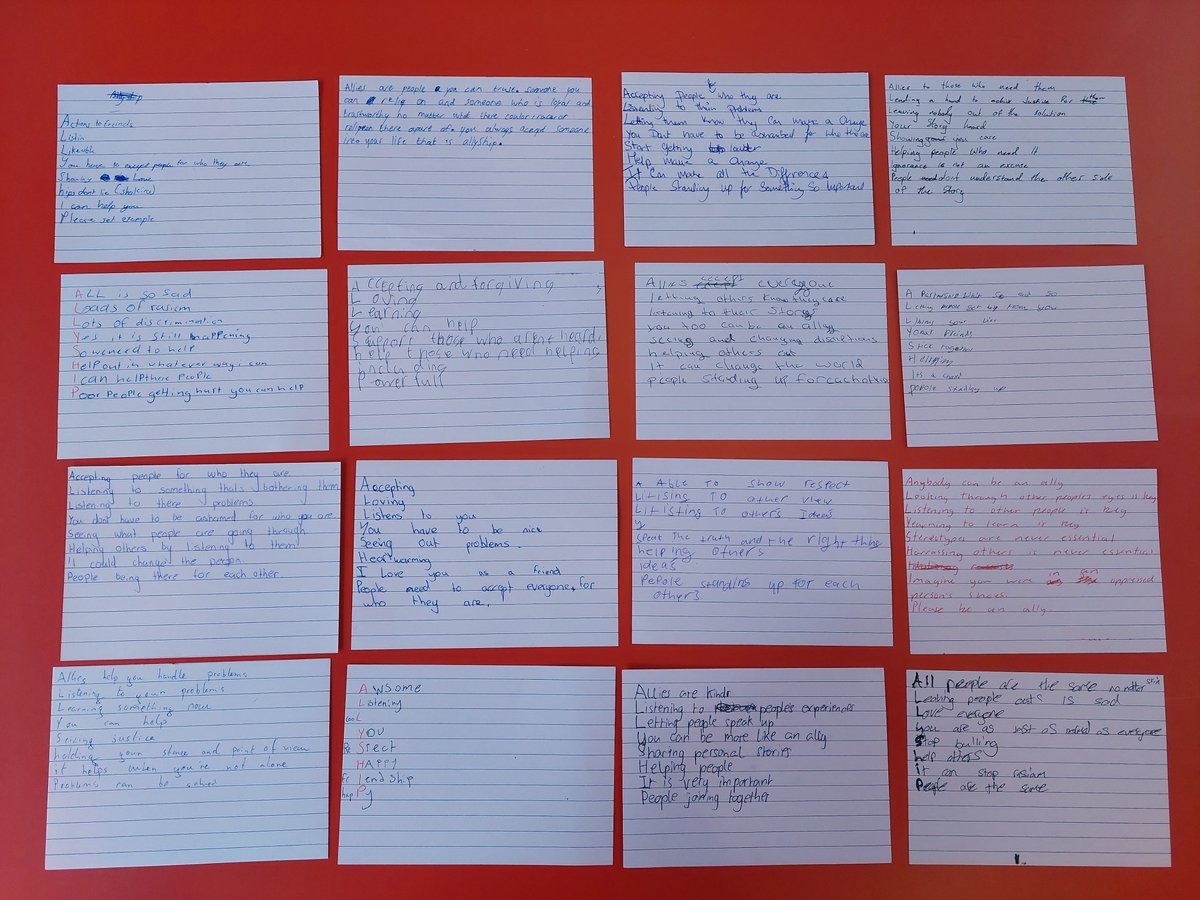 Today our students &amp; staff marked #WearRedDay to celebrate diversity &amp; inclusion, and to Give Racism the Red Card ❗️🛑

We had a special red-themed lunch in the library and some of students wrote acrostic poems on ALLYSHIP🤗❤️