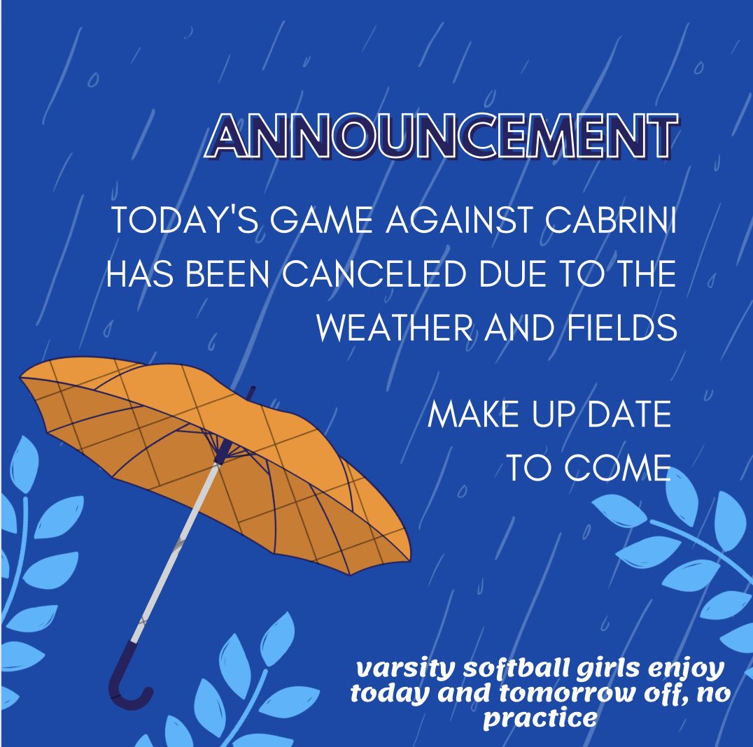 due to weather and the field conditions our opening game today against cabrini has been canceled