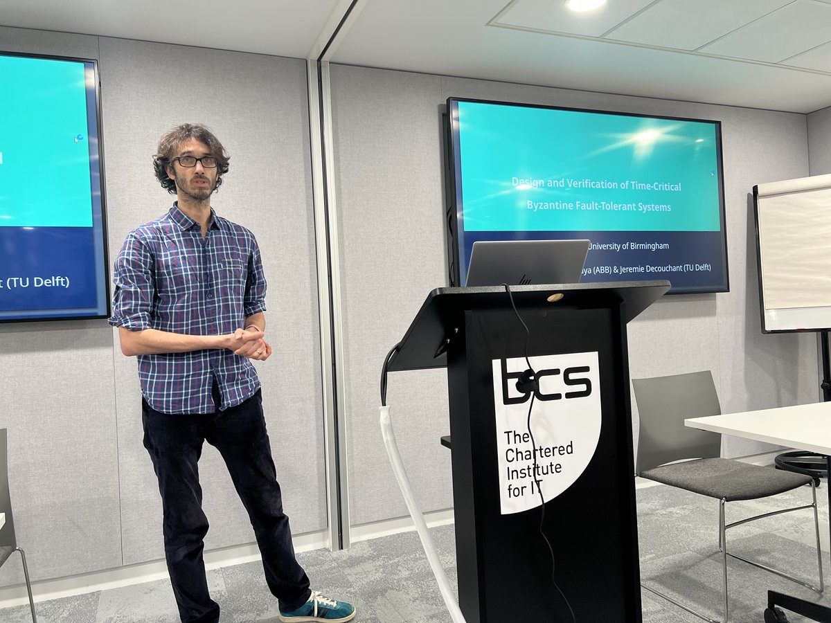 We're back with our final sessions of talks at the VeTSS inaugural conference, and we're treated to a fantastic talk by Vincent Rahli on Design and Verification of Time-Critical Byzantine Fault-Tolerant Systems. #vetss