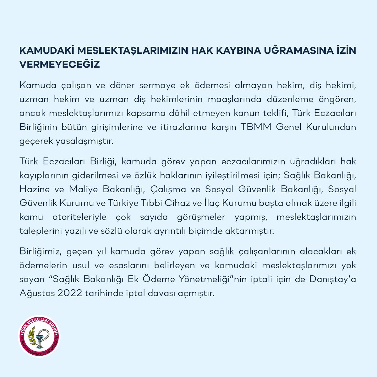 tebkurumsal's tweet image. KAMUDAKİ MESLEKTAŞLARIMIZIN HAK KAYBINA UĞRAMASINA İZİN VERMEYECEĞİZ.

bit.ly/3M6Wrqp