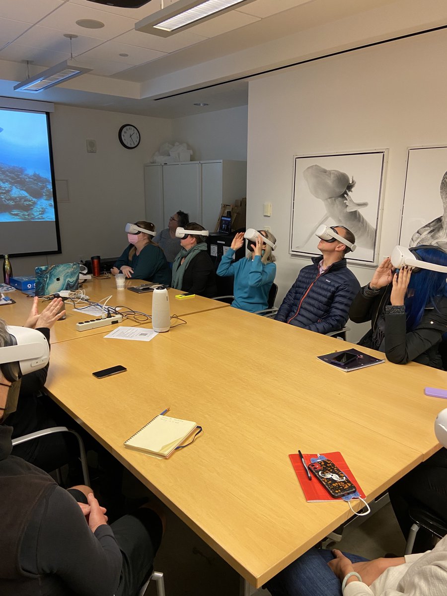 thehydrous's tweet image. This week at The Hydrous, we escaped the rain for a bit to take staff members at @calacademy on a virtual dive of Palau! We loved having the opportunity to demonstrate how we use #XR technologies for #sciencelearning. 

#openaccessoceans #edtech #VR