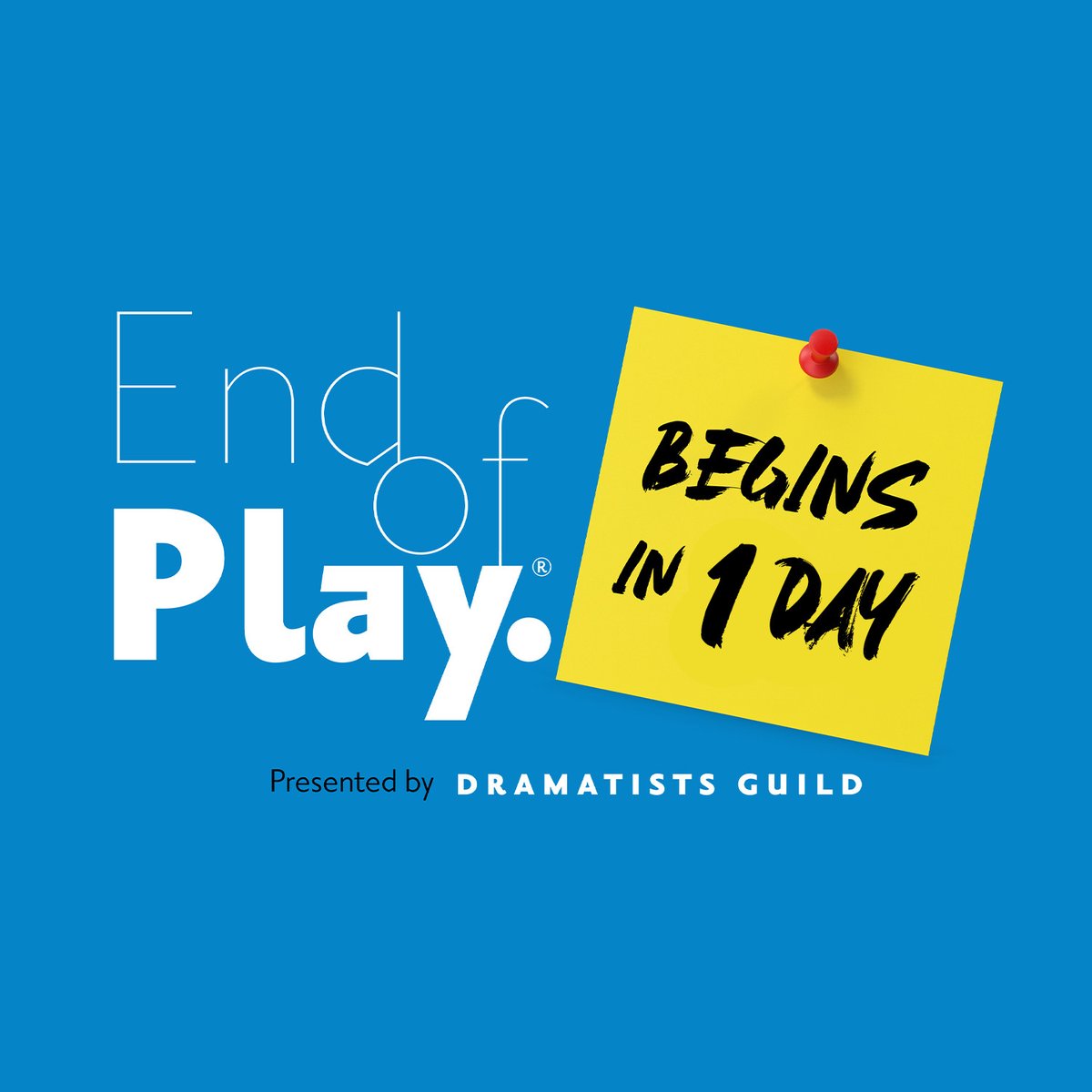 Once you've signed up to participate in the End of Play.® writing challenge, help spread the word!

Share that you'll be doing End of Play.® 2023 on social media using #EndOfPlay. Maybe you'll inspire a friend to join you on your End of Play.® journey.

dramatistsguild.com/end-of-play