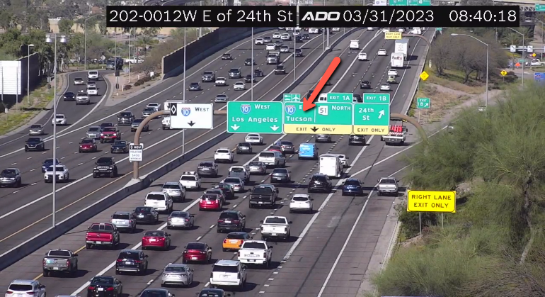 ArizonaDOT's tweet photo. Loop 202 Red Mountain westbound after 24th Street: A crash is blocking the left lane.

#Loop202 #phxtraffic https://t.co/qDJ6BRMxEF
