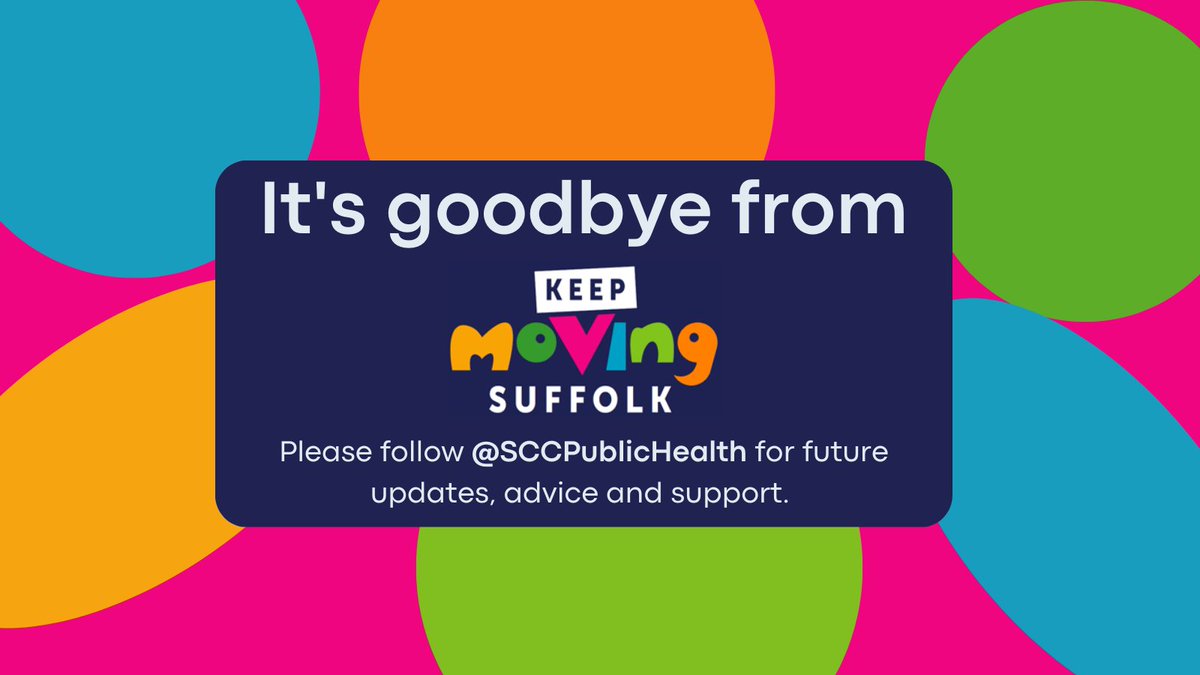 Keep Moving Suffolk (@most_active) on Twitter photo From 1 April, the Keep Moving Suffolk & Most Active County websites will not be updated.
For updates about sports, leisure & physical activity -please visit activesuffolk.org
For services & information to support you to live a healthy lifestyle follow <a href="/SCCPublicHealth/">Healthy Suffolk</a> From 1 April, the Keep Moving Suffolk & Most Active County websites will not be updated.
For updates about sports, leisure & physical activity -please visit activesuffolk.org
For services & information to support you to live a healthy lifestyle follow <a href="/SCCPublicHealth/">Healthy Suffolk</a>