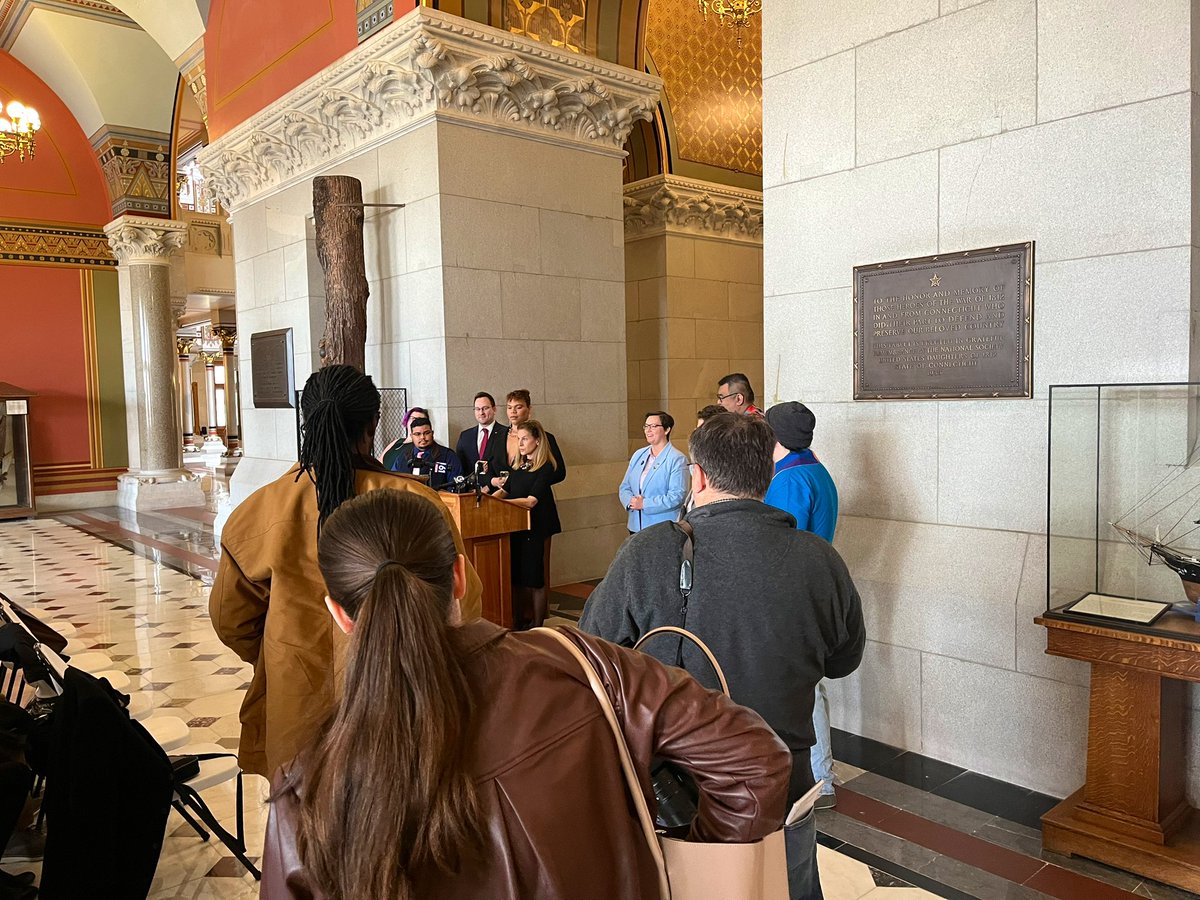 CPCWH's tweet photo. CT made history. Our legislative leadership chose love, compassion and to fight back against the evil and untrue rhetoric that has been spewed across the nation harming our trans siblings and children. Today the Transgender Pride Flag was raised over our Capitol. #TDOV2023 https://t.co/fYyVujp0Ee