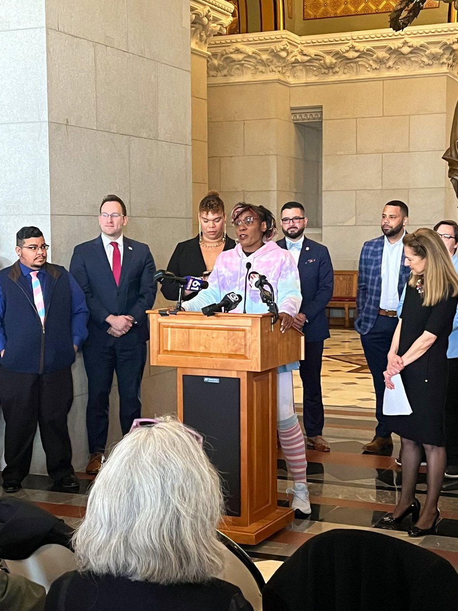 CPCWH's tweet photo. CT made history. Our legislative leadership chose love, compassion and to fight back against the evil and untrue rhetoric that has been spewed across the nation harming our trans siblings and children. Today the Transgender Pride Flag was raised over our Capitol. #TDOV2023 https://t.co/fYyVujp0Ee