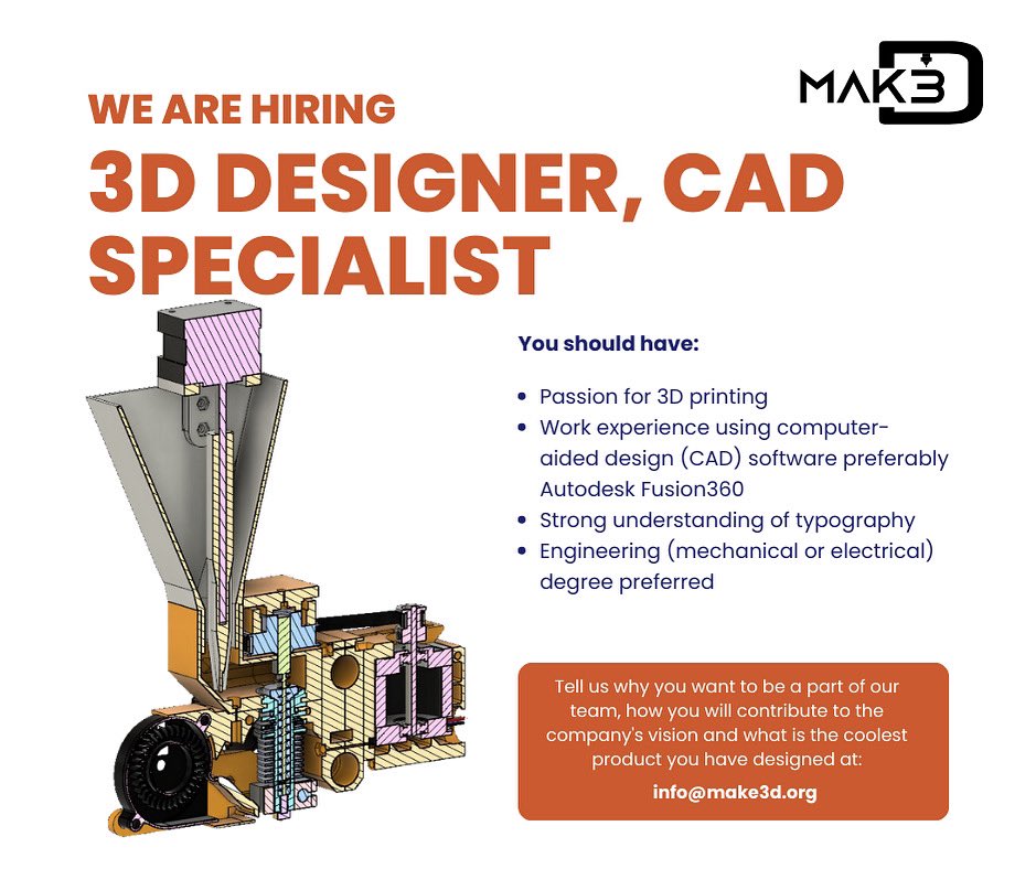 make3dgambia's tweet photo. We are HIRING 📣📣📣📣📣

Are you are 3D designer with experience in CAD? We have a job for you at Make3D Company Limited. 

Email: info@make3d.org with information required on the flier. 

Kindly Retweet 

#Hiring #Make3D #Gambia #Jobs #Designer #Tech https://t.co/1iOHcqbKB6