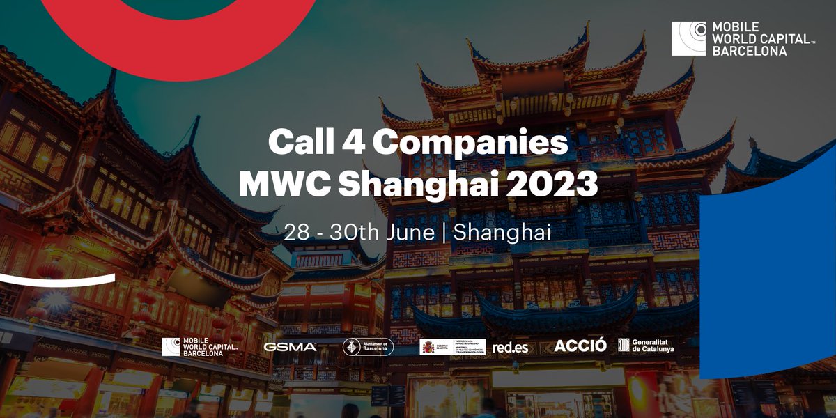 🗣️Attention, Spanish startups and tech companies! <a href="/MWCapital/">Mobile World Capital Barcelona</a>, in collaboration with @gsma, <a href="/redpuntoes/">Red.es</a>, <a href="/accio_cat/">ACCIÓ</a> and the <a href="/bcn_ajuntament/">Ajuntament de Barcelona</a>, is opening the call for the delegation at #MWC23 Shanghai❗ 
  
Apply now 🔝 
  
📆 14/4 
 👉 bit.ly/3M9mk95