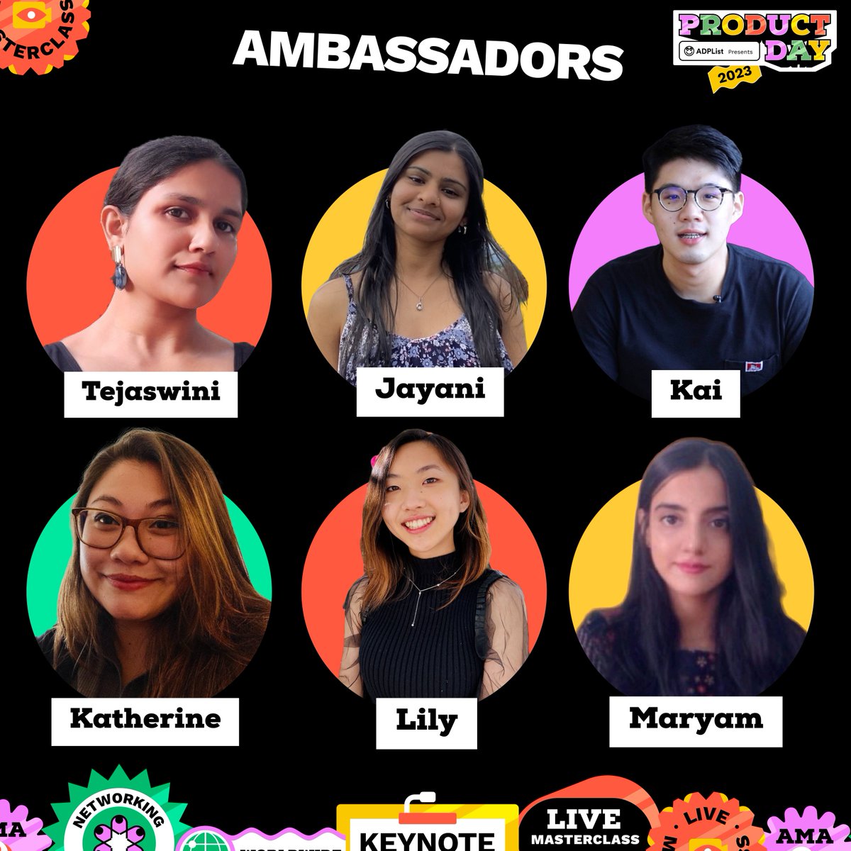 ADPList's tweet image. 🔥Thrilled to officially announce our #ProductDay2023 conference ambassadors!

A huge thank you for your dedication &amp;amp; support! 🙌 We can't wait to welcome everyone to an amazing conference experience 🎉.

Join us: bit.ly/3FpndGk