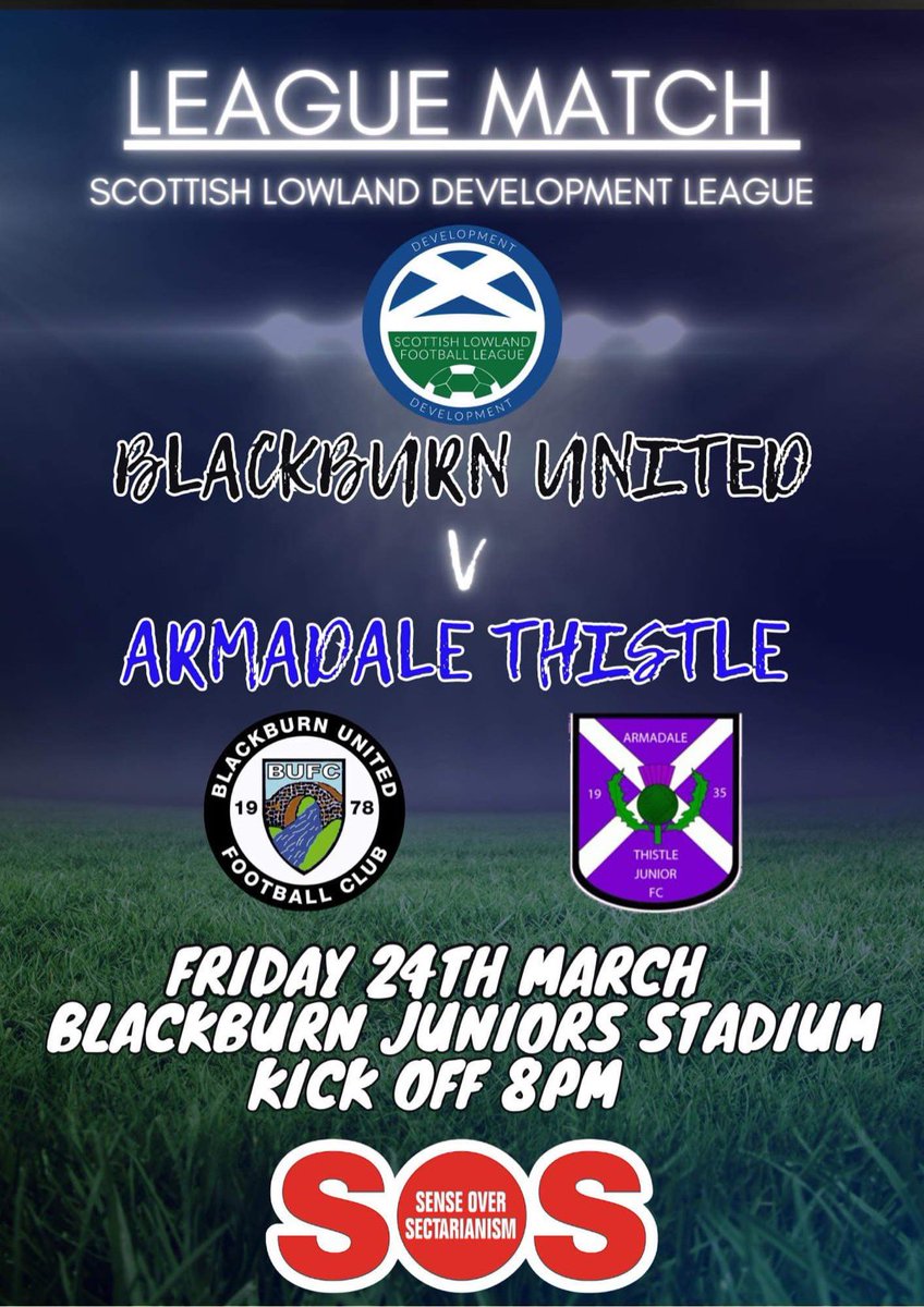 Game day ⚽️
Tonight the lads are away to @U20sUnited it promises to be a competitive match.
Get along to support the lads 
Donation on the gate #fridaynightfootball #dwah @OfficialSLDFL @thistle_c