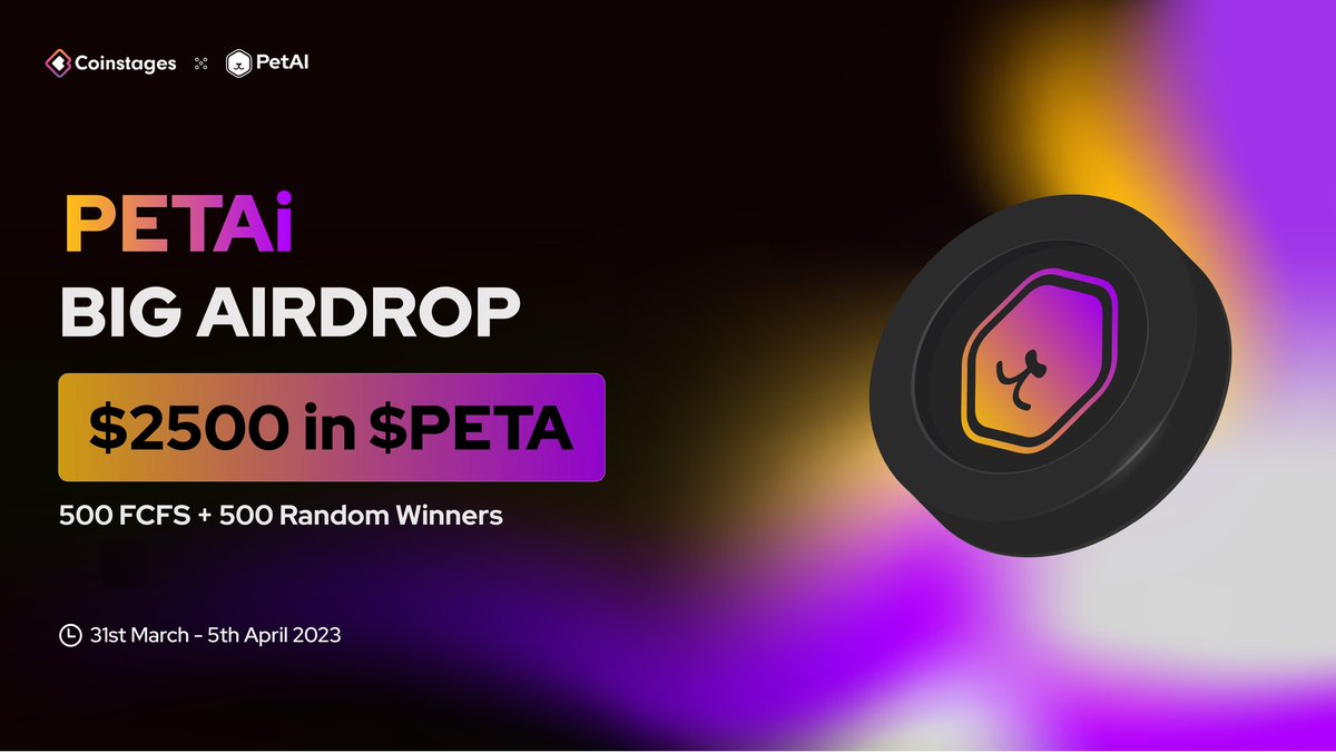 Coinstages (@coinstages) on Twitter photo ๐ฅณWeโre excited to announce our next BIG #AIRDROP with <a href="/PETAinft/">PETAi (๐,๐งก)</a>
๐Prize Pool: $2500 In $PETA
๐Task
โก๏ธFollow <a href="/Coinstages/">Coinstages</a> & <a href="/PETAinft/">PETAi (๐,๐งก)</a>
โก๏ธTag 3 Your Friends
โ
Complete gleam.io/taBAV/petai-x-โฆ
โฐ End 5th April
#BigAirdrop #Giveaway #PETA #Crypto #Coinstages ๐ฅณWeโre excited to announce our next BIG #AIRDROP with <a href="/PETAinft/">PETAi (๐,๐งก)</a>
๐Prize Pool: $2500 In $PETA
๐Task
โก๏ธFollow <a href="/Coinstages/">Coinstages</a> & <a href="/PETAinft/">PETAi (๐,๐งก)</a>
โก๏ธTag 3 Your Friends
โ
Complete gleam.io/taBAV/petai-x-โฆ
โฐ End 5th April
#BigAirdrop #Giveaway #PETA #Crypto #Coinstages