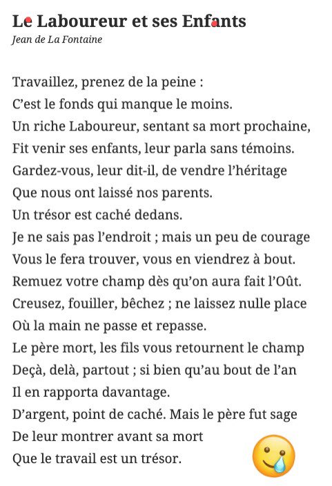 Le travail est un trésor.