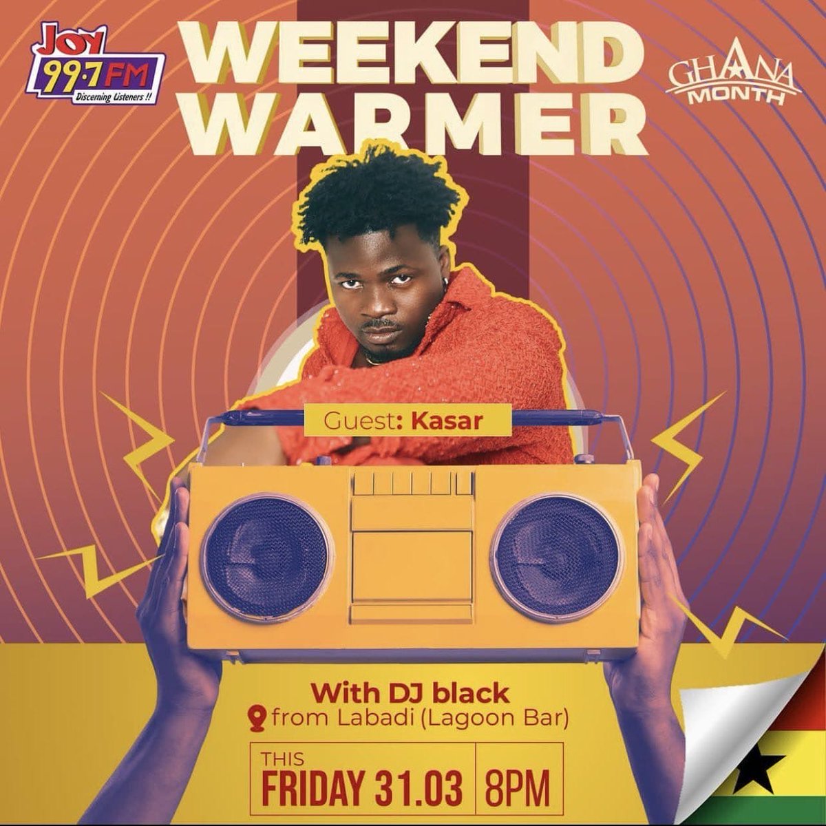 Joy997FM's tweet photo. Lynx Entertainment's latest signee, @KasarMusicGh joins @djblack tonight on the Weekend Warmer at the Lagoon Bar, Labadi Beach Hotel.
He will premiere his latest single, 'Oyibo', discuss his career and more. Do join us from 8pm. #WeekendWarmer https://t.co/aRL9qvzBtH