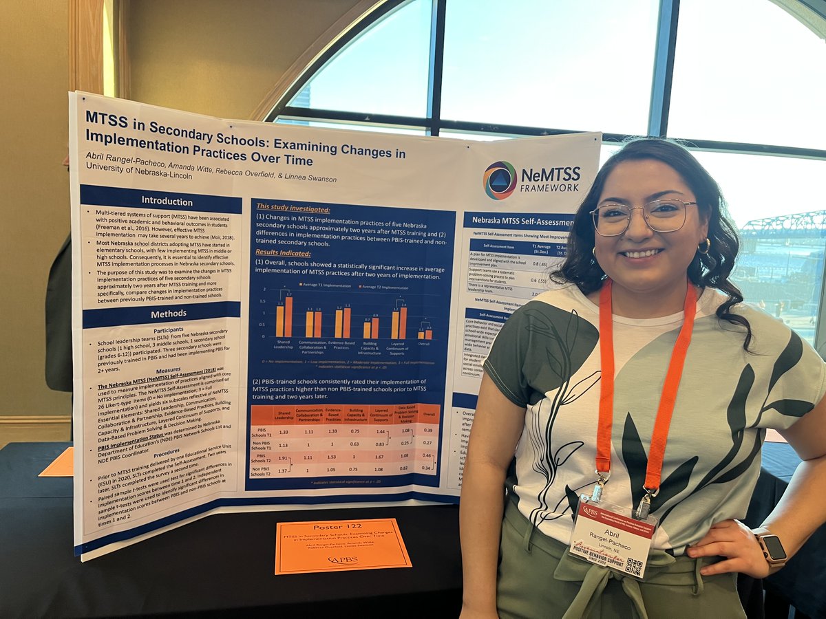 NeMTSS's tweet image. .@UNLincoln graduate student Abril Rangel-Pacheco presented research on MTSS implementation in secondary schools at the Association for Positive Behavior Support (@theAPBS) 2023 Conference in Jacksonville this week. Well done, Abril! #APBS2023