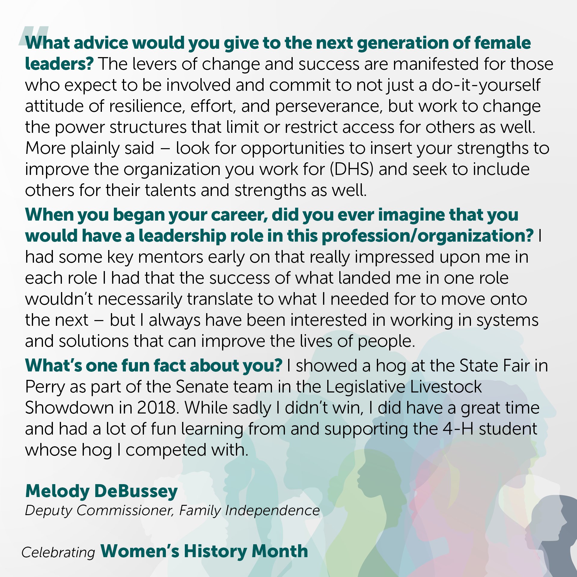 DHS on Twitter "Melody DeBussey, Deputy Commissioner of Family Independence, reflects