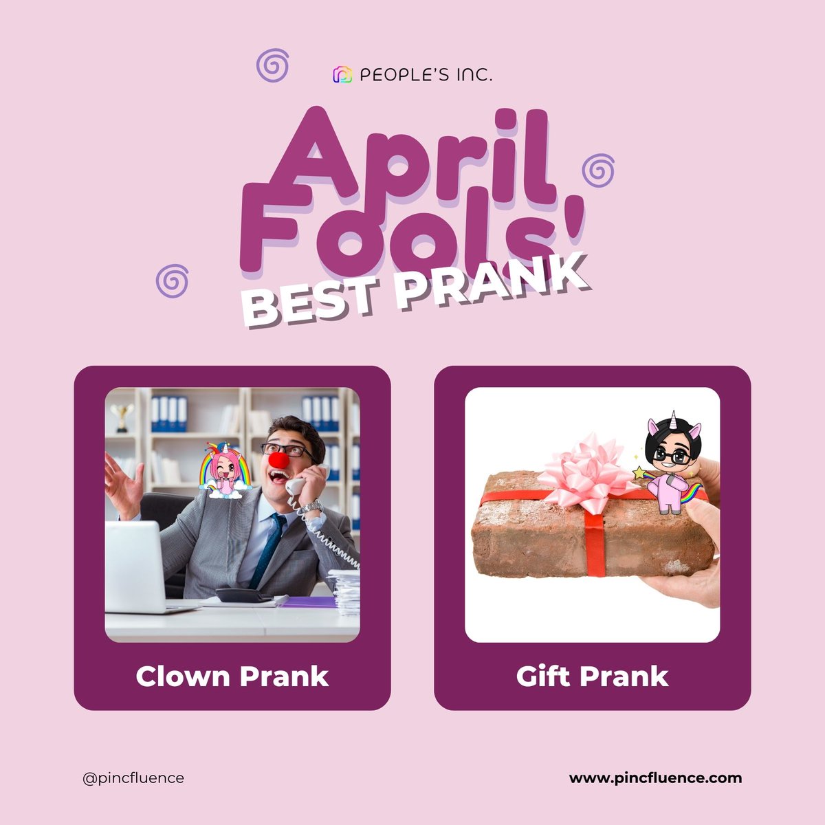 pincfluence's tweet photo. Happy April Fools' Day, everyone! Are you ready to prank your friends and family?

Remember to keep it harmless and fun! Let's spread some laughter and joy on this silly holiday. 😜🃏 #AprilFoolsDay #PrankIdeas #SpreadLaughter https://t.co/0j26lmEM1X