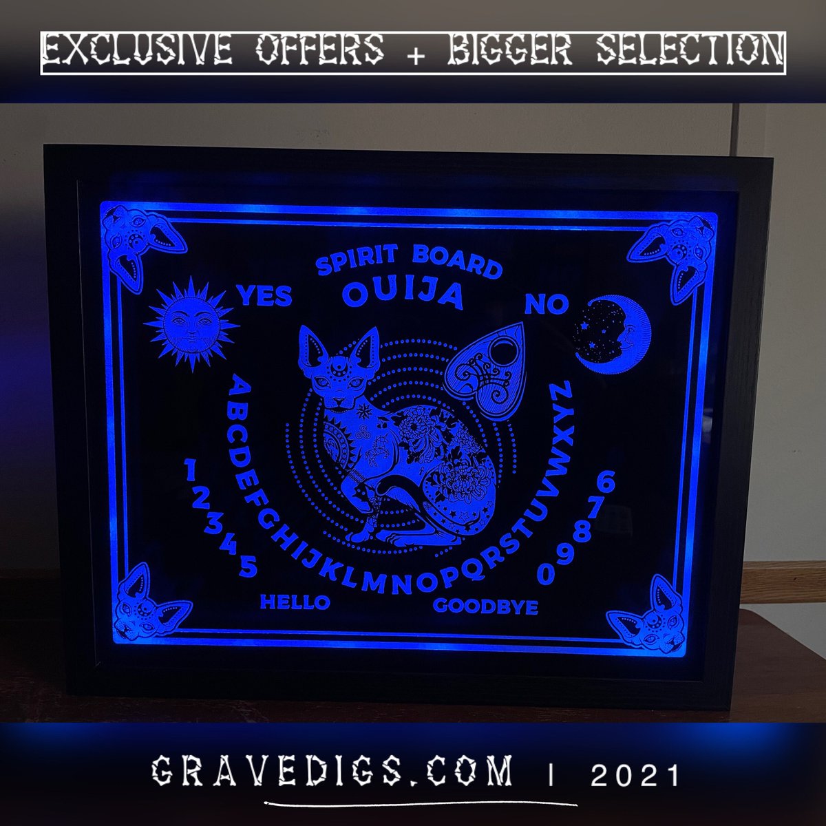 LED Ouija Board glass etched light box, remote or smart phone app controlled. 🔥🖤💀

gravedigs.com/listing/110521…

#ouijaboard #lightbox #lamp #spiritboard #homedecor #gothic #gothdecor #gothicdecor #gothicart #darkart #gothicstyle #gothicaesthetic #gothicgirls #witch #halloween