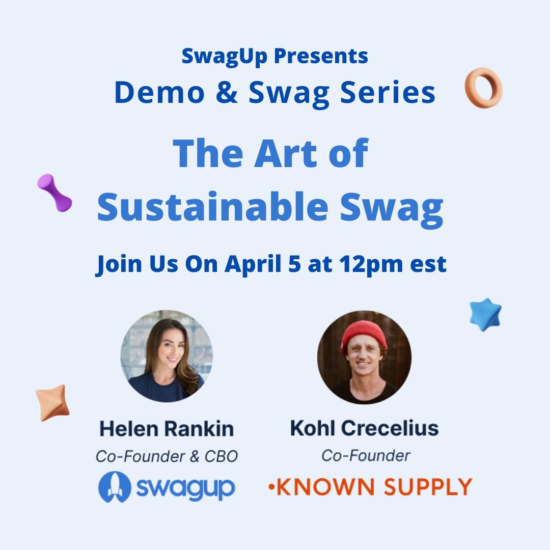 We’re hosting a Demo and Swag Series next week with <a href="/hi_rankin/">Helen 🚀 SwagUp</a>  and <a href="/knownsupply/">KNOWN SUPPLY</a> Co-Founder! We will be talking about how to make eco- conscious swag choices! ♻️

Through <a href="/onetreeplanted/">One Tree Planted</a>, one tree will be planted for every attendee! 🌲 

See you there! airmeet.com/e/c1153b70-ac8…