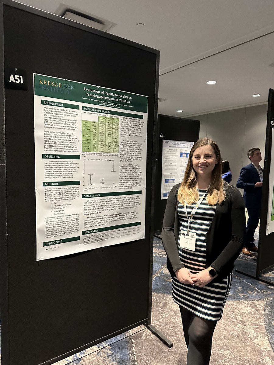 AAPOSeye's tweet photo. Proud of our Kresge Eye research fellow Dr. Kelsey Chen for representing our research on papilledema so well at yesterday’s poster session #AAPOS2023 https://t.co/10UfgqlVK4