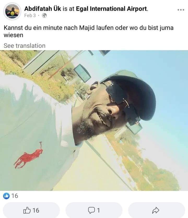 EIshmael_'s tweet photo. Shocking revelation, a refugee from Germany named Abdifatah has been found to be a hired terrorist mercenary for the secessionist Somaliland , responsible for the killing of innocent civilians in the Laascaanood region. Abdifatah, who is from the city of Dreieich in the Offenbach district that falls under Frankfurt, recorded a video of himself declaring that he will kill people of Laascaanood and he is actively involved in carrying out these heinous acts.

The German police needs to  immediately take action in revoking Abdifatah's passport and launching a thorough investigation into his involvement with in the atrocities In Laascaanood. He can be a national Security threat to Germany and its people as secessionist Somaliland are part of Al-Shabab and have an active influence.