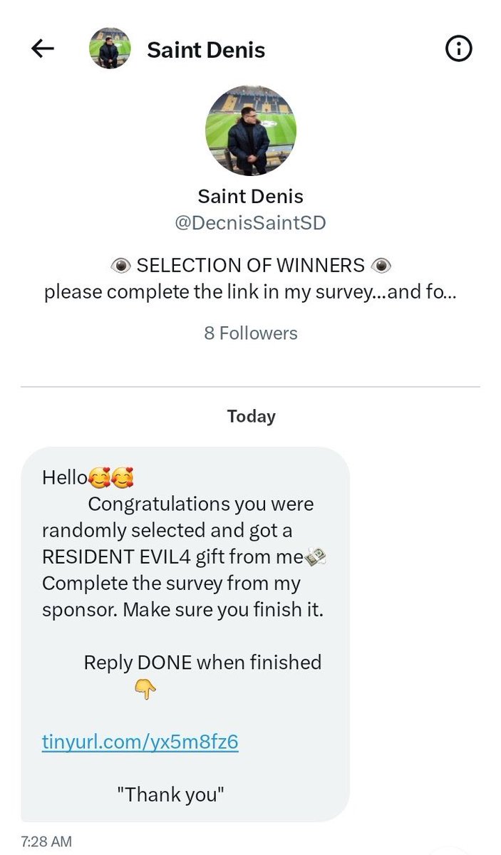HeyGuyOverThere's tweet photo. @DenisSaintSD @AyidenLightsky You don’t give real prizes. You require people to do “surveys” otherwise they don’t get what they “won.” And even when they do the surveys, you still don’t give it to them. I’m an example. I told you I’d not stop letting people know you’re a scam artist. Stop with the scam links https://t.co/zClls2WrL9