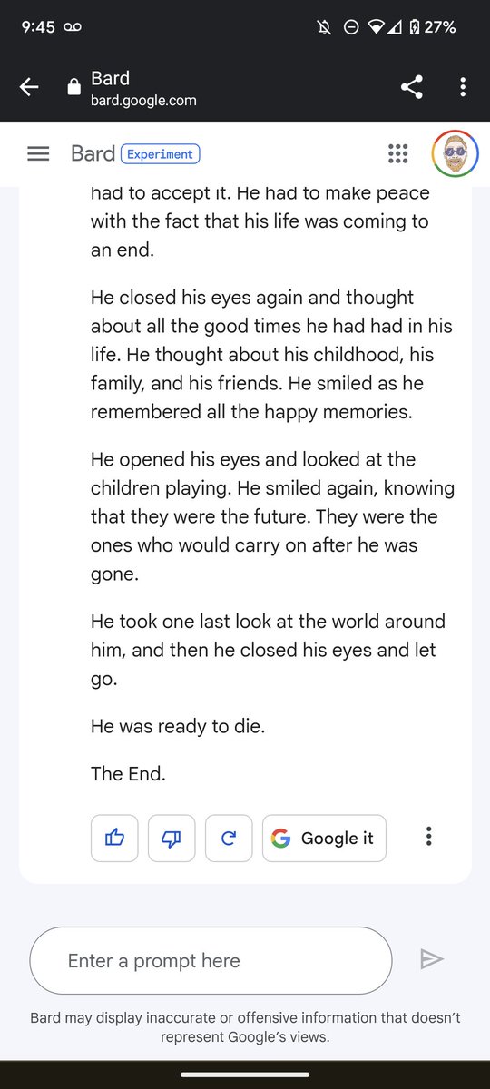 I asked <a href="/Google/">Google</a> Bard to write me a short story, and...my god.