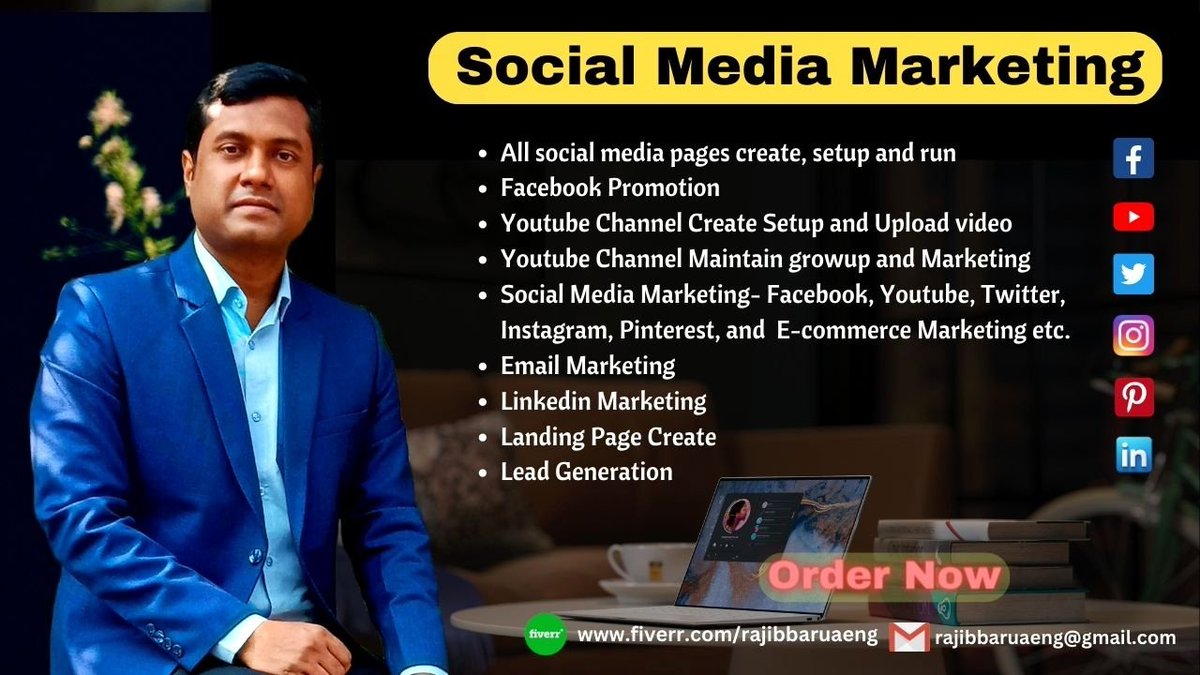 I will be your social media marketing manager and content craetor.
Click Here: fiverr.com/share/a9DzbQ
#digitalmarketingagencywebsite 
#socialmedia 
#socialmediamarketing 
#socialmediamanagement 
#contentcreator 
#youtubechannelgrowth 
#facebookmanagement