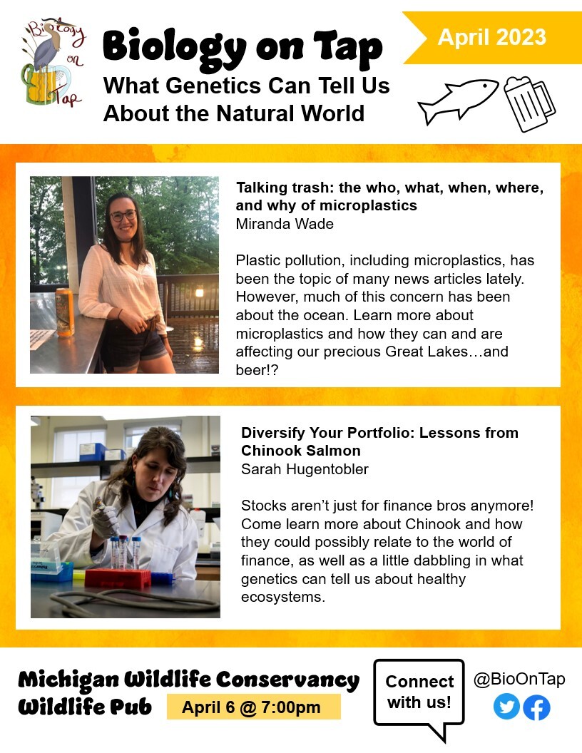 Biology on Tap returns next Thursday at 7pm for our April event at MWC! Hope to see you there!