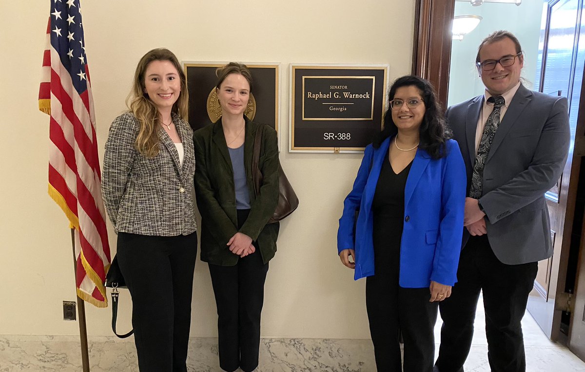 So much fun advocating for science related policies with @DukeGPSG this week! Thanks to the offices of @ThomTillis and @ReverendWarnock for meeting with us.