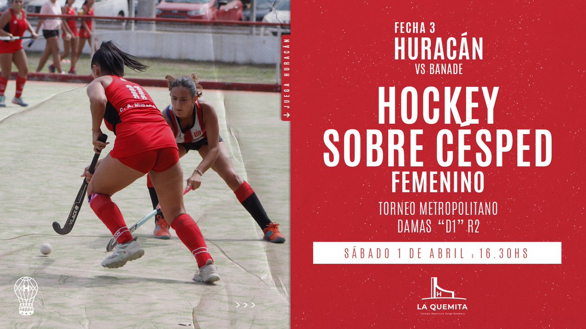 huracandeportes's tweet photo. #Huracán 🎈#HockeySobreCésped
🏑 Este sábado 1/4, la Primera del Femenino del Globo se enfrentará a #BANADE desde las 16.30 por la #Fecha3 del Campeonato Metropolitano de Damas "D1" R1, en La Quemita. https://t.co/Z6Ad9HRDRA