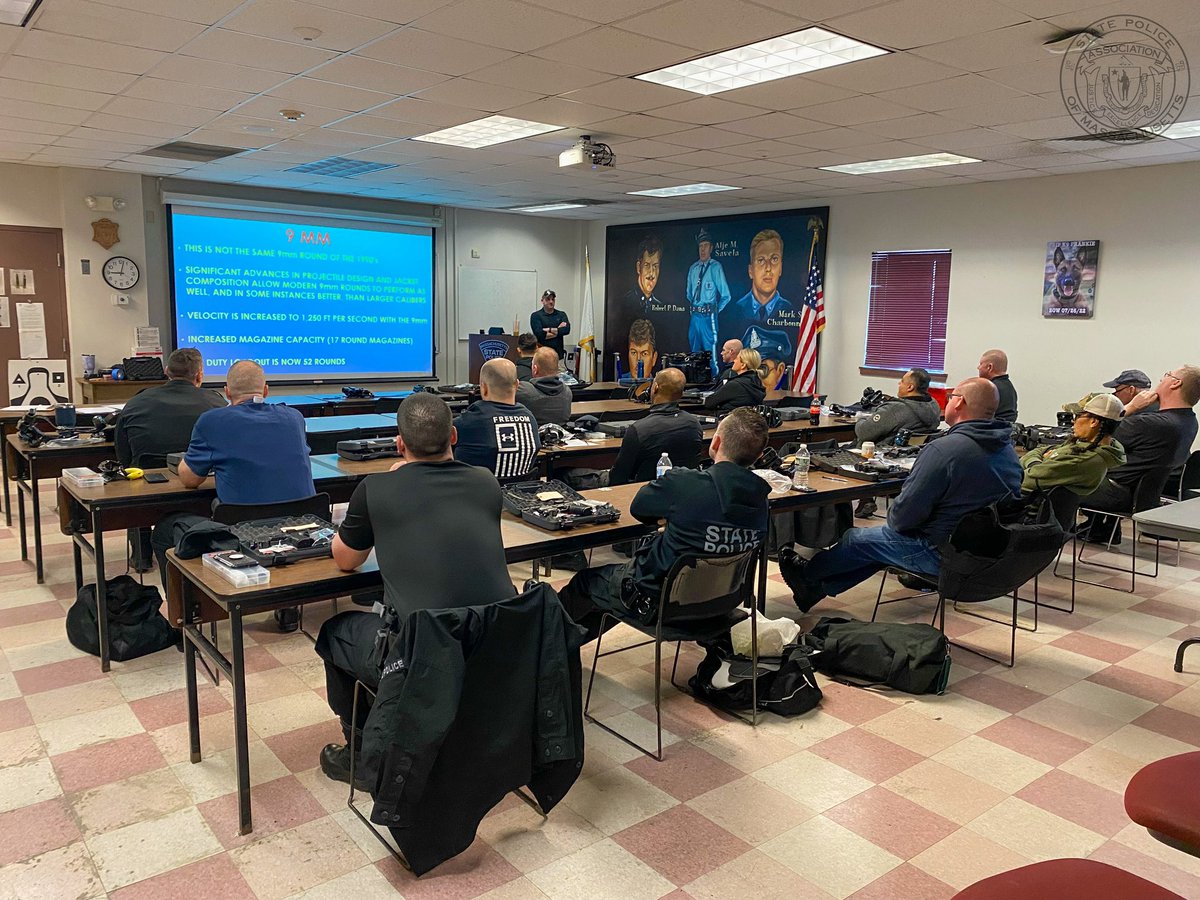 MSPTroopers's tweet photo. The Association would like to highlight the transition to a new firearm for the Massachusetts State Police. Members of the MSP Firearms Training Unit and Armorers are currently transitioning everyone to the new 9mm Sig Sauer P320, which comes equipped with a Romeo1 Red-Dot optic and a Night Stick 550XL flashlight. The goal is to provide a more efficient means to protect one’s self and the citizen of the Commonwealth while in the performance of their duties. So far, a large number of the department is trained and qualified. Members are attending classroom instruction as well as live fire training taking place at the State Police Academy in New Braintree. During this time there has been a notable increase of proficiency, as well as positive feedback from membership. Additionally, our newest class of Trainees will come out of the academy with this new weapon system. Although no Troopers ever want to use their firearm, it is important they have the best technology especially for situations that are life and death.